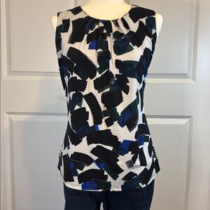 Calvin Klein Women's Abstract Sleeveless Blouse - Black, Blue, Green